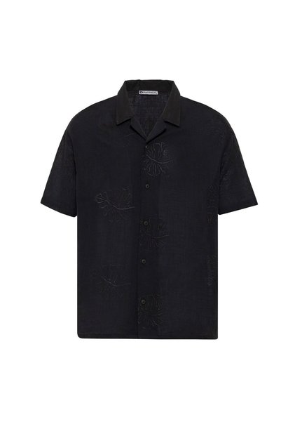 Embroidery Detailed Oversize Linen Shirt