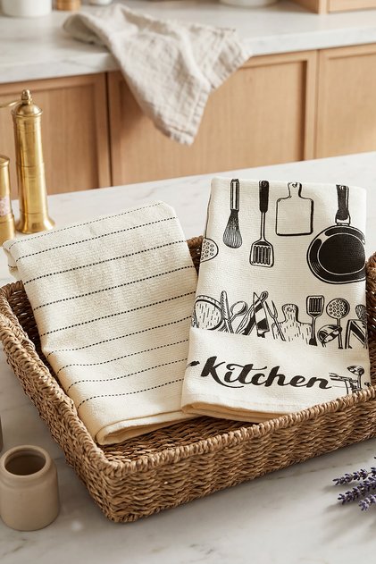 2-Piece Airless Printed Kitchen and Hand Towels, Cloth for Wiping Boards | High Absorbency, Fast Drying | 40X60 cm