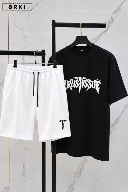 Unisex Oversize Printed T-Shirt Shorts Set 2-Piece Summer Relaxed Fit Streetwear Set