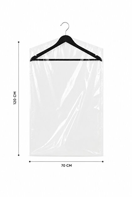 Kıyafet Koruma Poşeti 70x120 cm 10 Adet Şeffaf Elbise Poşeti | Kuru Temizleme, Yorgan, Battaniye ve Takım Elbise Saklama Poşeti