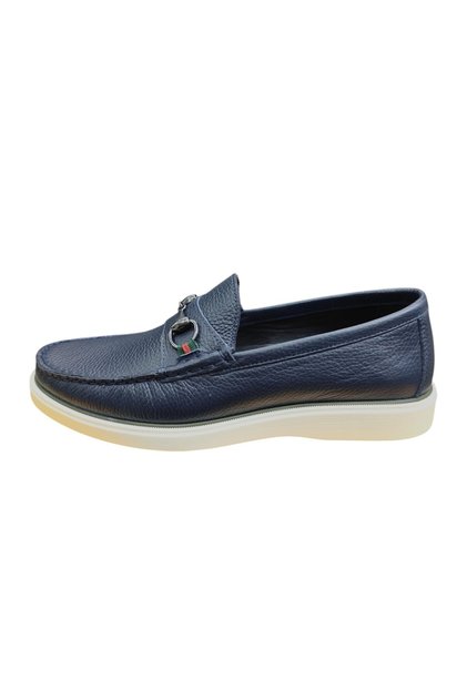 Lp Design Navy Blue Suede Lofer Shoes