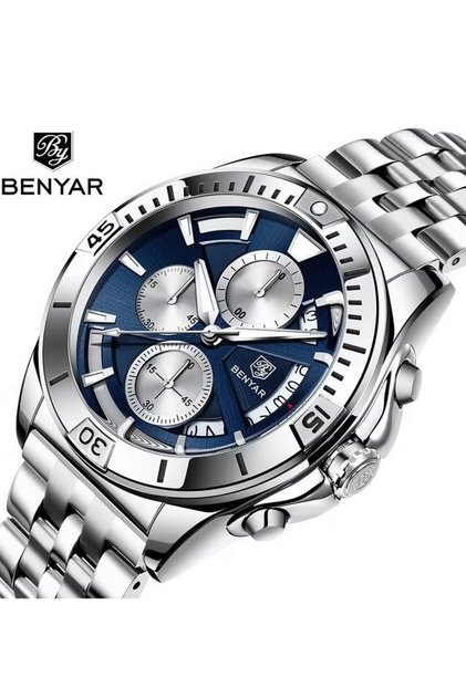 Watches for Men Watch Quartz Luxury Stainless Steel Water Resistant Chronograph Watch 5180