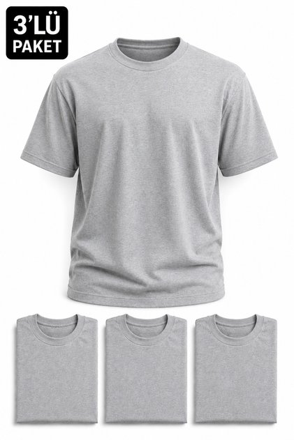 Men's 3-Pack Cotton Regular Fit Crew Neck Casual Basic Men's Gray T-Shirt
