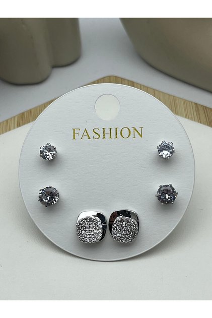26Vipkp81 - Silver Luxury Steel Earring Set