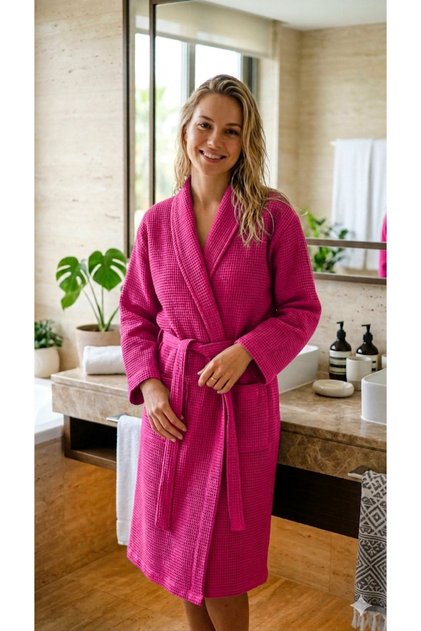 Pike Bathrobe, Morning Robe, Waffle Pike Bathrobe, Unisex Pike Bathrobe, Turkish Bath Sauna Bathrobe