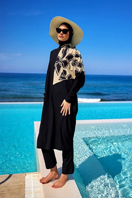 Marina Full Covered Hijab Swimsuit M2518 Black- Trendyol