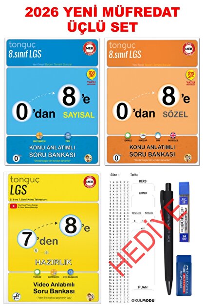 Tonguç Yayınları 7'den 8'e Hazırlık Seti (3 Kitap 976 Sayfa) +