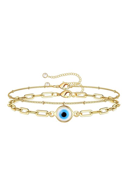 "EVIL EYE" BRACELET, 18K GOLD PLATED STEEL