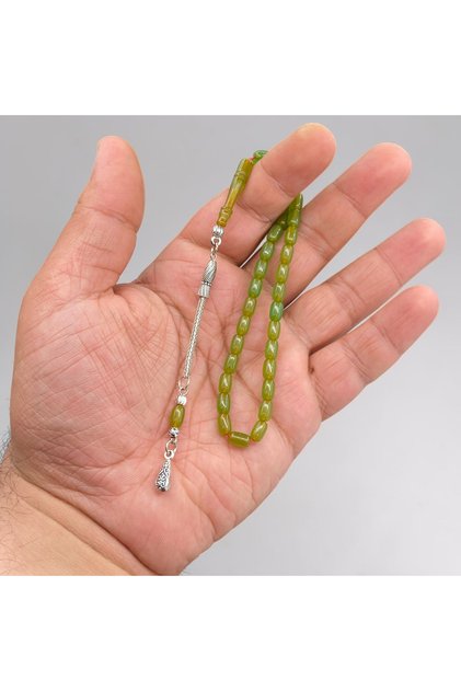 4x7 mm BİLEK BOY ATEŞ KEHRİBAR TESBİH GÜMÜŞ KAPLAMA PÜSKÜLLÜ