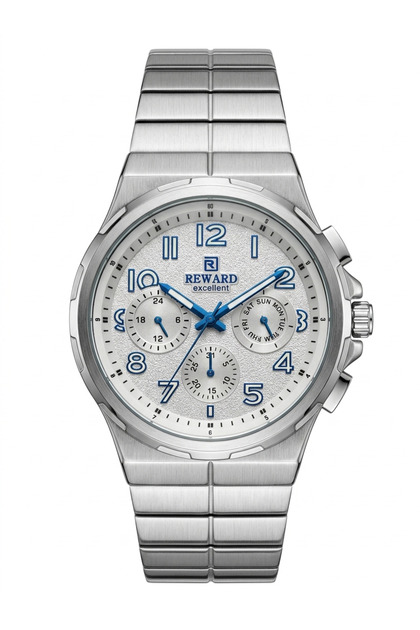 Men's Silver Metal Cord White Dial Function Wrist Watch 2 Year Warranty