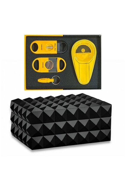 Quasar Design Humidor Puro Kutusu Mat Siyah 80's ve Puro Seti