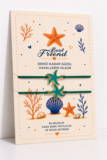 Sea Star Best Friend Drawstring Bracelet Set of 2 – Adjustable Friendship Bracelet, Luck and Friendship Bracelet