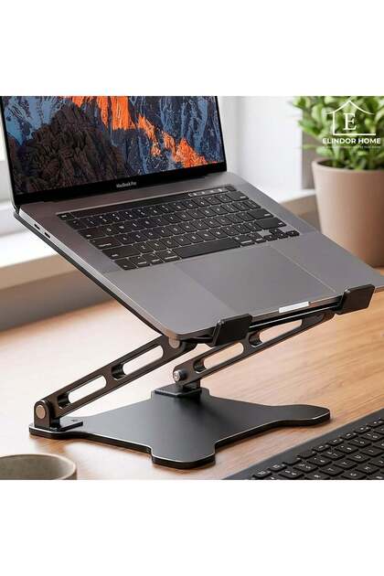 Ergonomic Elindor ® Suport pentru laptop și tabletă, Birou portabil, Bază cu înălțime reglabilă, Pentru călătorii, Negru