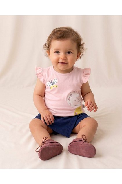 Baby Girl Summer Shorts Skirt Printed 2-Piece Single Jersey Set, 6-9-12-18-24 Months Baby Girl Set