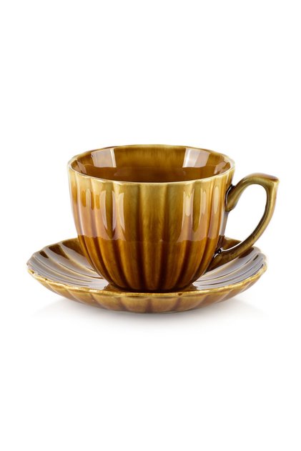 Ceașcă și farfurioară din porțelan AFFEKDESIGN de EVIE HONEY 300 ml Miere 1 Set