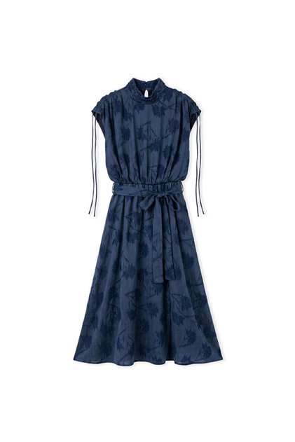 Floral jakarlı midi elbise
