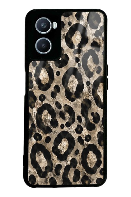 Oppo A96 Brown Leopard Design Glossy Phone Case