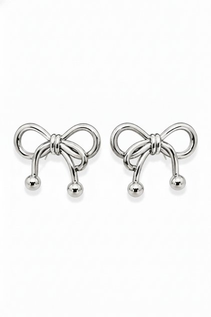 Elegant Bowknot Detail Silver Color Dangle Earrings – Complete Your Elegance