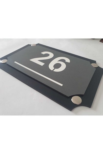 Ahşap MDF Kapı Numarası - Metal Detaylı Lüks Daire, Otel, Oda Kapı Numaralığı 22x14 cm