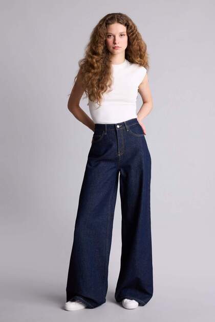 Wide Leg High Waist Long Jean Trousers F3711Ax26Sm