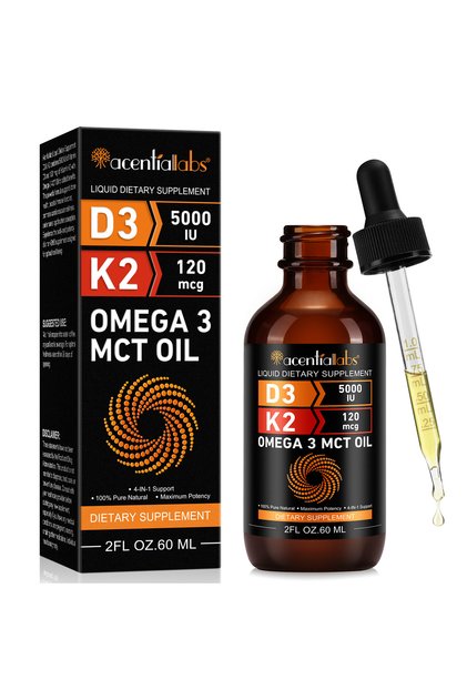 Βιταμίνη D3 5000 IU + K2 120mcg + Ωμέγα 3, Υγρές Σταγόνες, 60ml