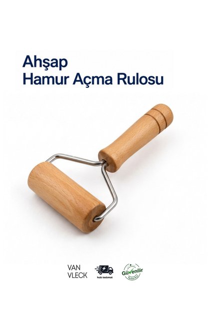 Ahşap Hamur Açma Rulosu – Doğal Ahşap Merdane, Pizza, Börek, Kurabiye ve Hamur Açma Aparatı