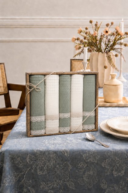 100% Cotton Lace Kitchen Napkin Set of 5 - Quick-Drying Soft Napkin Set