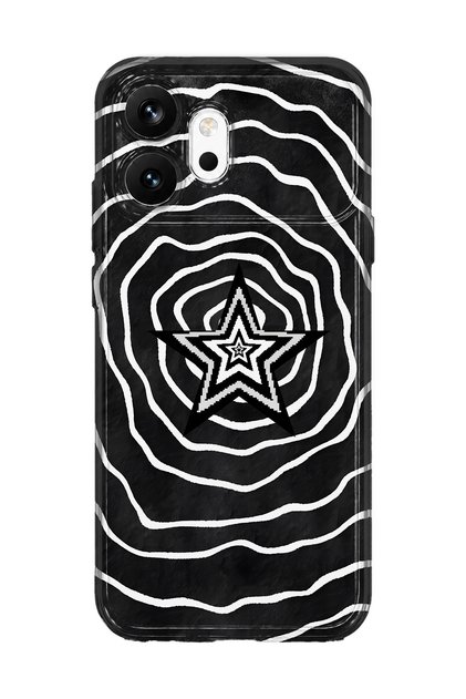 Honor 600 Compatible Black and White Star Pattern Transparent Phone Case