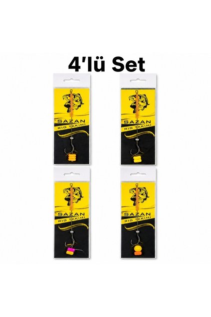 Hazır Yüzen Sazan Rig Takımı 4 lü Set Mix