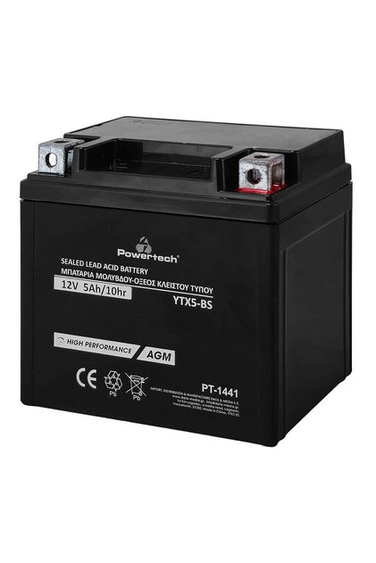 μπαταρία μολύβδου μοτοσυκλέτας PT-1441, 12V 5Ah, AGM, YTX5-BS