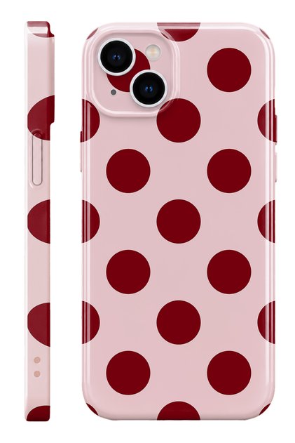 iPhone 13 Kırmızı Puantiye Protect Slim Parlak Tam Kaplayan Baskı Kamera Korumalı Telefon Kılıfı