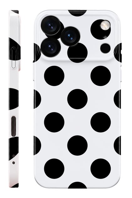 iPhone 17 Pro Max Siyah Puantiye Protect Slim Parlak Tam Kaplayan Baskı Kamera Korumalı Telefon Kılıfı