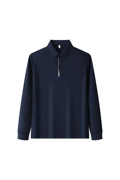 Arw61006 Seri̇ntutan--High Quality Long-Sleeved Snap Fastener Polyamide Polo Collar Tshirt