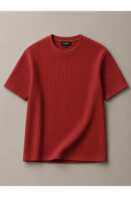 Men's Robert Waffle Fabric Crew Neck Short Sleeve Beige T-Shirt