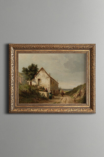 epiqart Rural House and Road Scenery - Vintage Patterned Painting