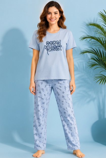 Girls Printed Pyjama Set Short Sleeve