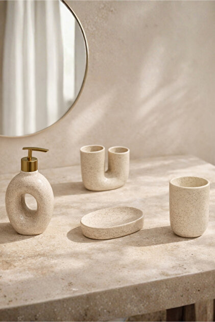 Stylish and Durable Ceramic Bathroom Set of 4, Providing Practical Use