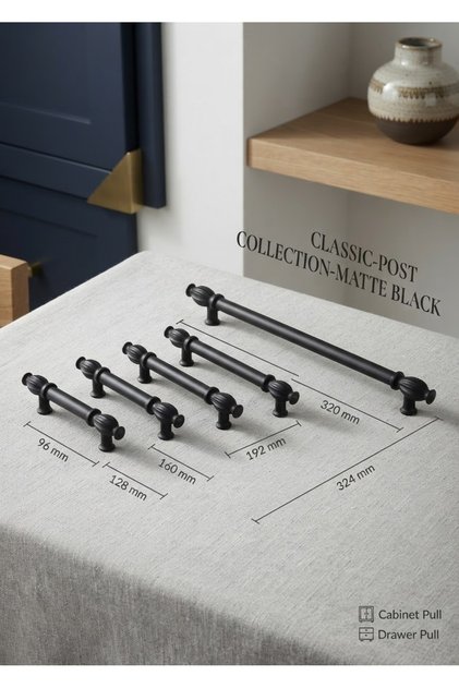 Doruk Furniture Cabinet Handle 96 mm - 128 mm - 160 mm - 192 mm - 224 mm - 320 mm Black 1St Quality Metal