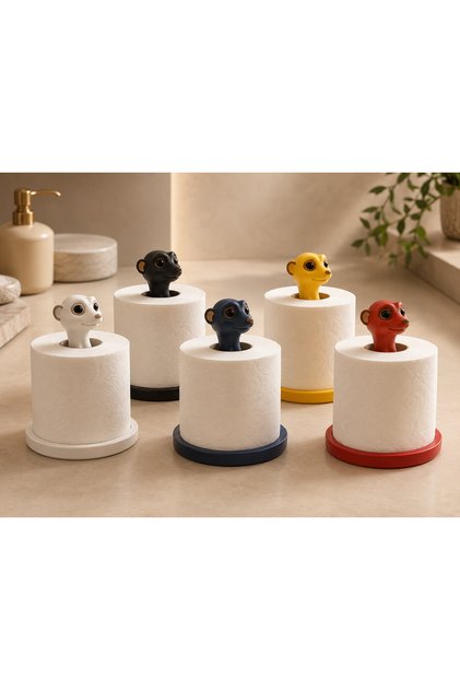 Mirket Figürlü Tuvalet Kağıdı Tutucu 3D Baskı Dekoratif Banyo Tuvalet Rulo Standı