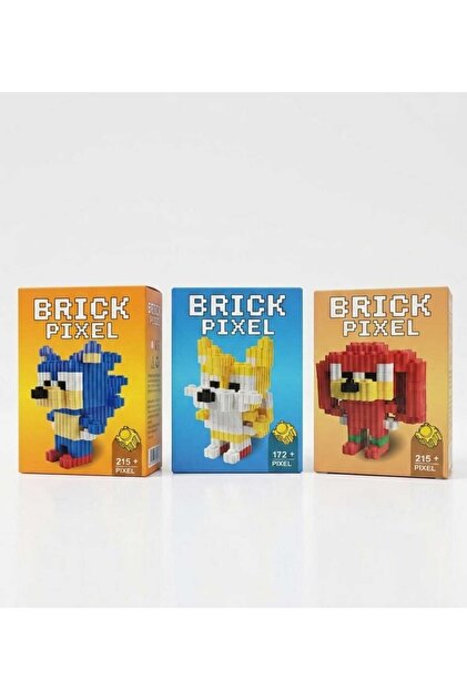 Mini Boy Sonic Tails Knuckles Tasarımlı Büyük Parçalı Blok Oyuncak Seti Big Pixel Brick 3lü Seti