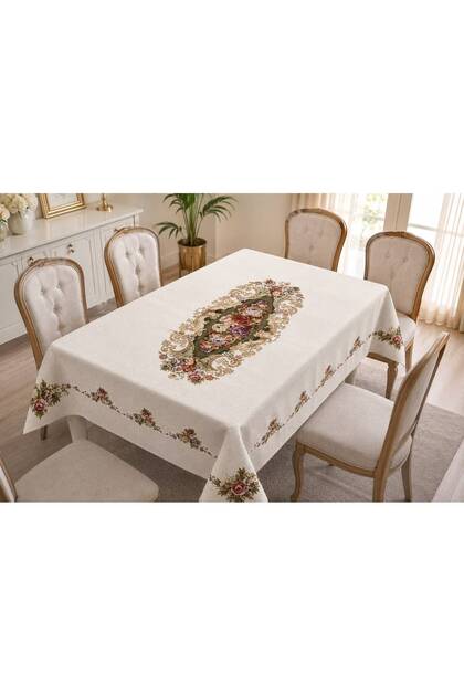 Covor decorativ pentru 4-6 persoane, cu model floral, pentru sufragerie și masă, 140 x 180 cm