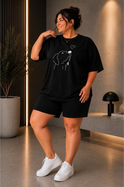 Women's Plus Size Oversize Shorts Set 2-Piece Cotton Daily Sports Casual Summer Comfortable Fit Dog Print L - 8XL