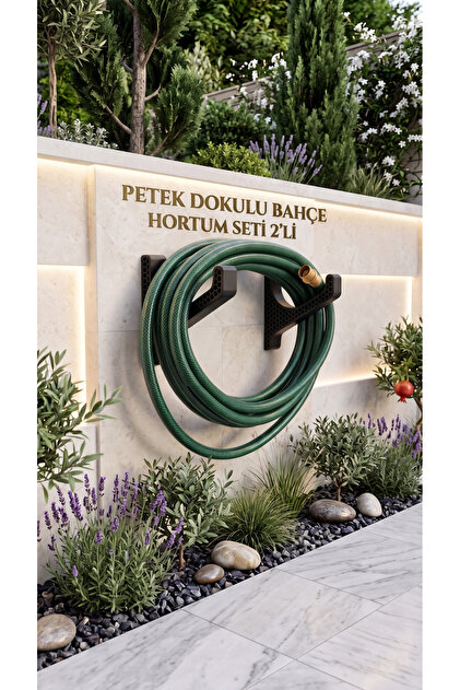 Petek Dokulu Modüler Bahçe Hortum Askı Seti (2'li) 8MT Kapasiteli