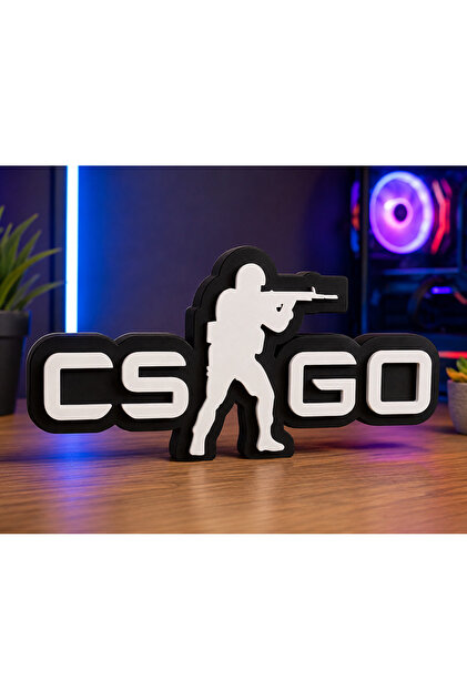 CS:GO Temalı 3D Baskı Gamer Masa Dekoru 20x9x1,6 cm PLA Dekoratif Figür
