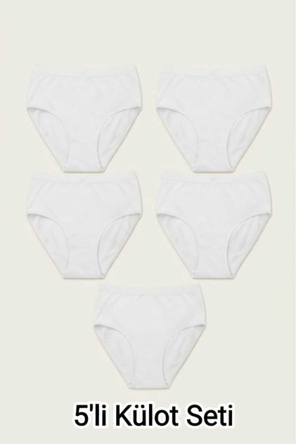 Women's 5 Pieces White High Waist Plus Size Cotton Elastic Waist Mommy Panties Underwear