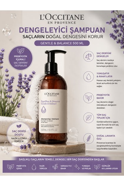 Gentle & Balance Gentle Cleansing, Balancing and Soothing Shampoo for Sensitive Scalp 500ml