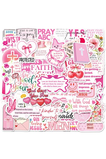 50pcs 50Pcs Jesus Phrase Sticker Pack-Graffiti with Biblical Motivational Quotes, Waterproof Decor M