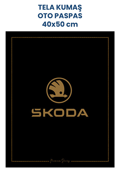 Tela Kumaş Suya Dayanıklı 40x50cm Skoda 50Adet Oto Paspas Siyah Altın Rengi Baskı (kağıt değil)