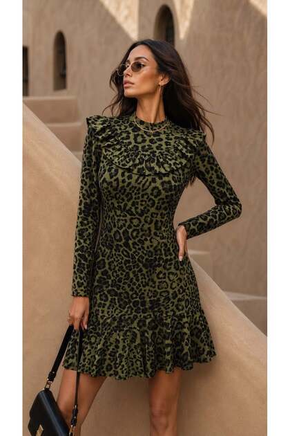 Desen3 Rochie de damă cu detalii cu volane 58827