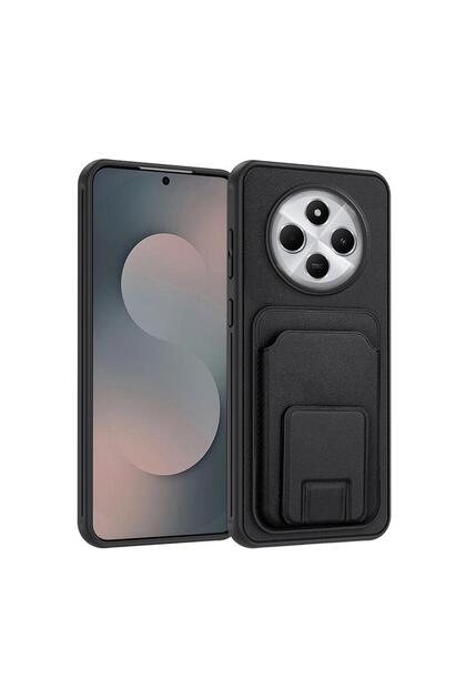 Xiaomi Redmi 14C Compatible Case Flexstand Card Holder Silicone Case Black